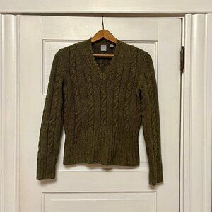 Cullen 100% Cashmere Cable Knit Sweater - Olive Green